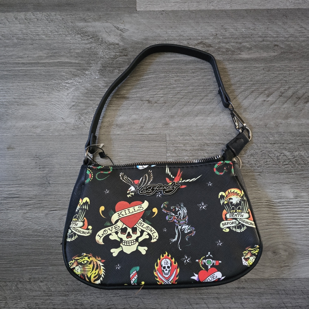 Ed Hardy Black Printed Women's Bag